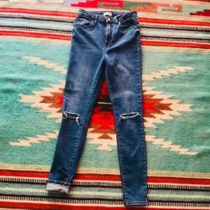 Forever 21 Ripped Knee High Waisted Jeans